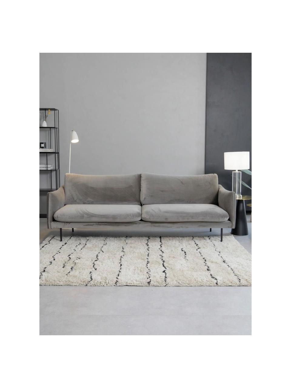 Fluwelen bank Moby (3-zits) met metalen poten, Bekleding: fluweel (hoogwaardig poly, Frame: massief grenenhout, FSC-g, Poten: gepoedercoat metaal, Fluweel bruingrijs, B 220 x D 95 cm