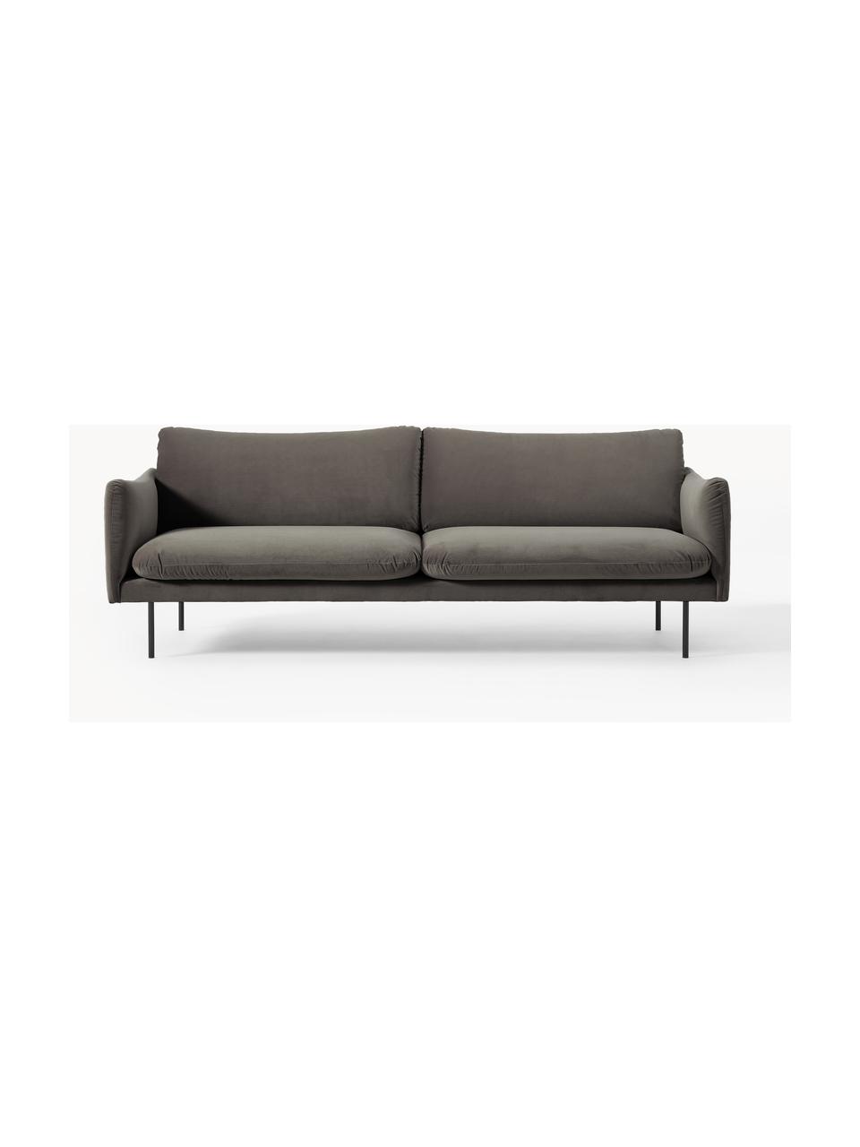 Samt-Sofa Moby (3-Sitzer), Bezug: Samt (Hochwertiger Polyes, Gestell: Massives Kiefernholz, Samt Taupe, B 220 x T 95 cm