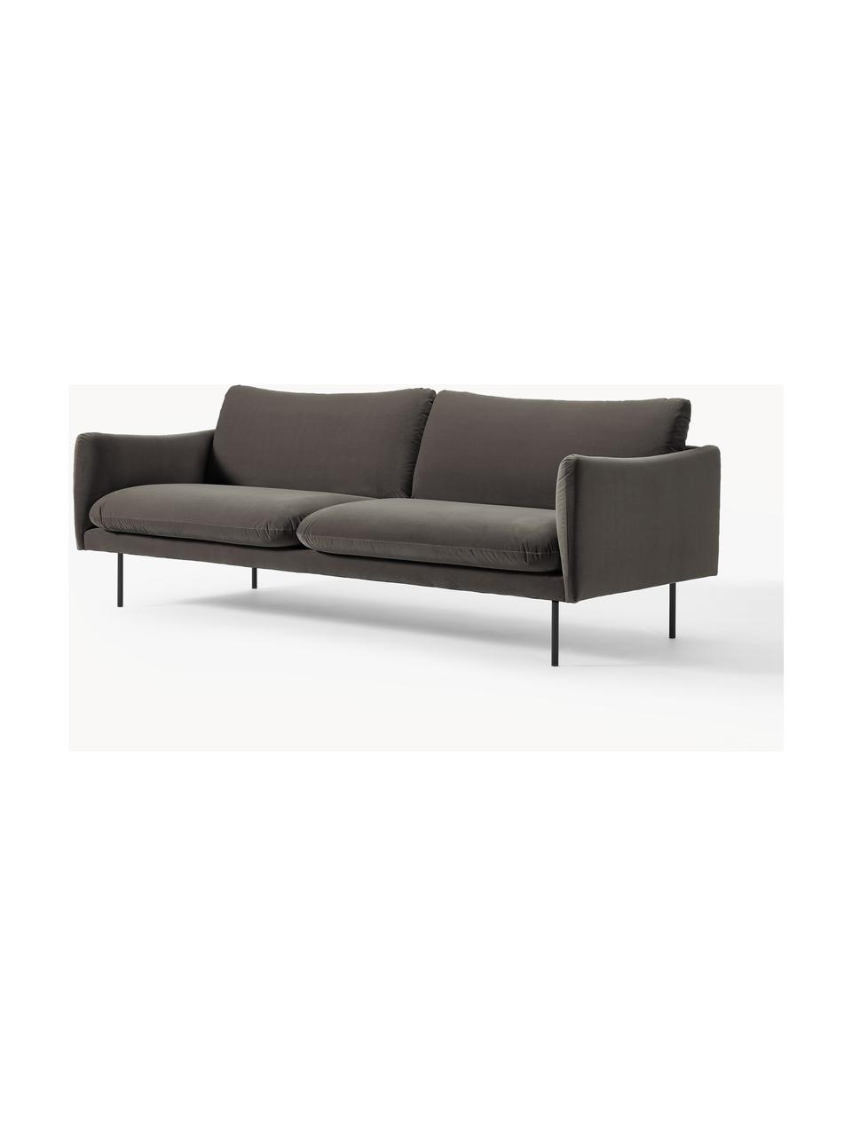 Samt-Sofa Moby (3-Sitzer), Bezug: Samt (Hochwertiger Polyes, Gestell: Massives Kiefernholz, Samt Taupe, B 220 x T 95 cm