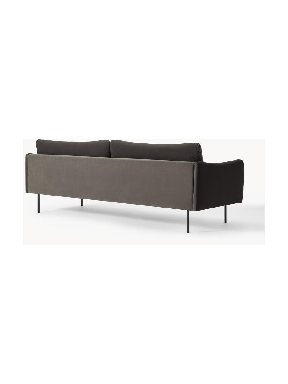 Samt-Sofa Moby (3-Sitzer), Bezug: Samt (Hochwertiger Polyes, Gestell: Massives Kiefernholz, Füße: Metall, pulverbeschichtet, Samt Taupe, B 220 x T 95 cm