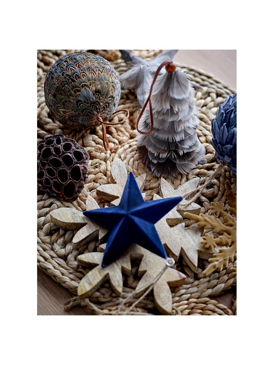 Súprava vianočných ozdôb Feather, 4 ks, Polystyrén, perie, Odtiene hnedej, Ø 9 cm