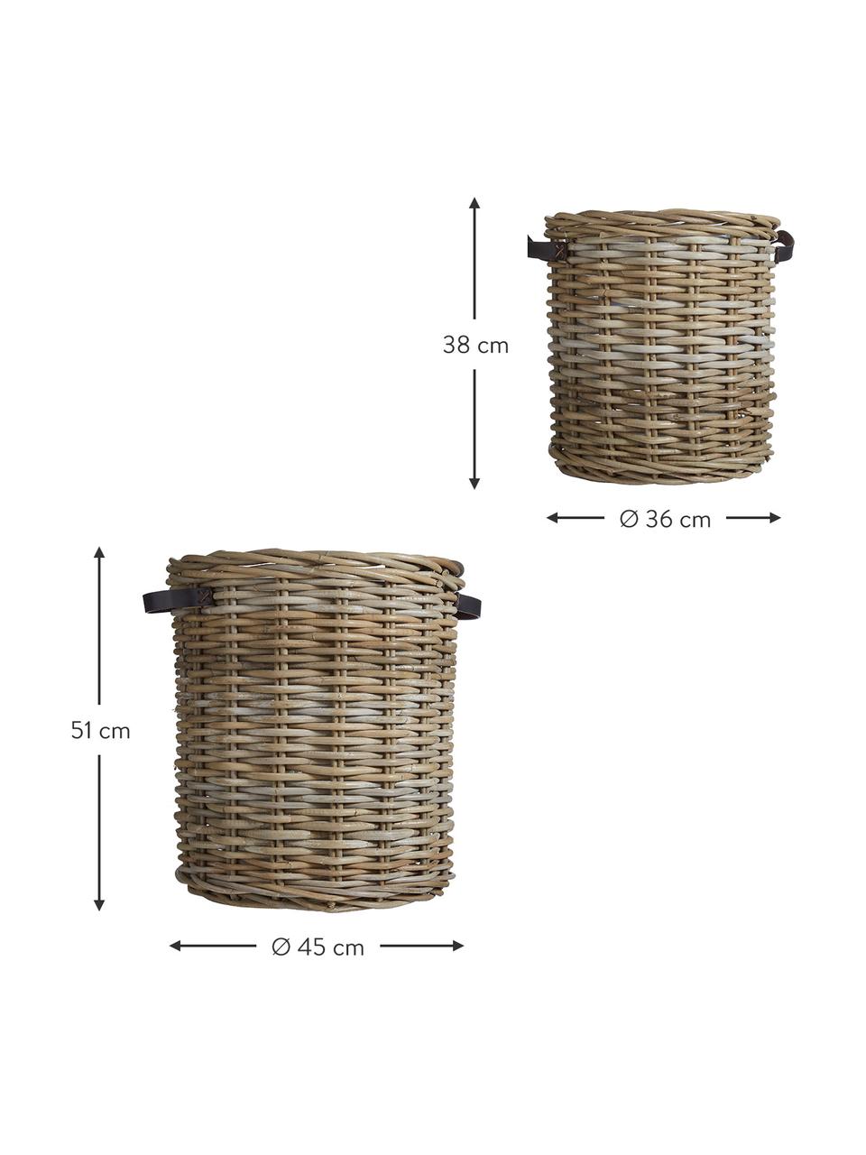 Komplet koszy do roślin Alexia, 2 elem., Rattan, Brązowy, Komplet z różnymi rozmiarami