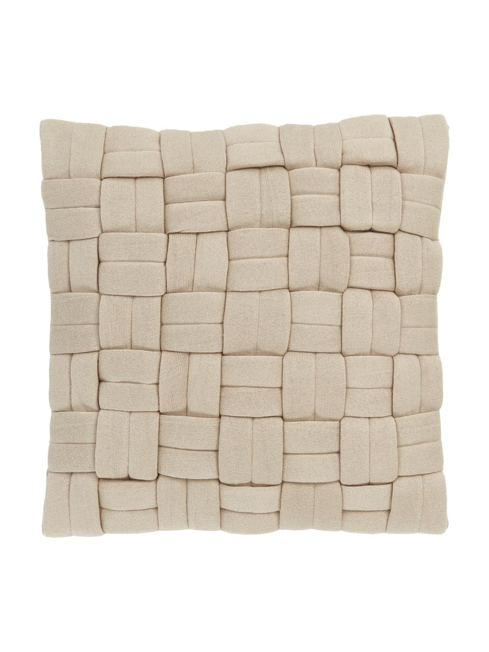 Housse de coussin tissé 40x40 beige clair Norman, Beige, larg. 40 x long. 40 cm