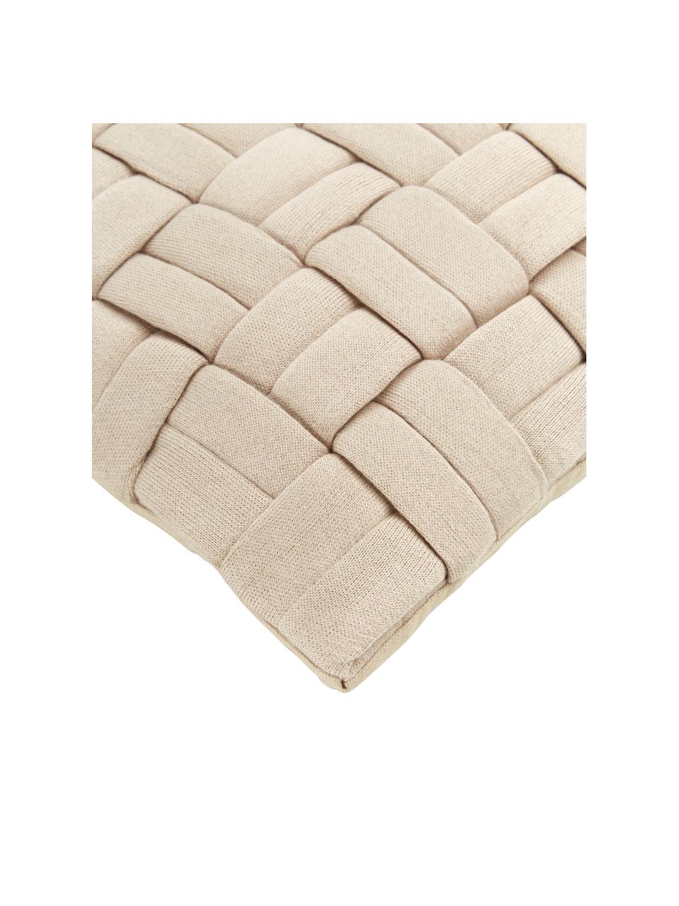 Housse de coussin tissé 40x40 beige clair Norman, Beige, larg. 40 x long. 40 cm