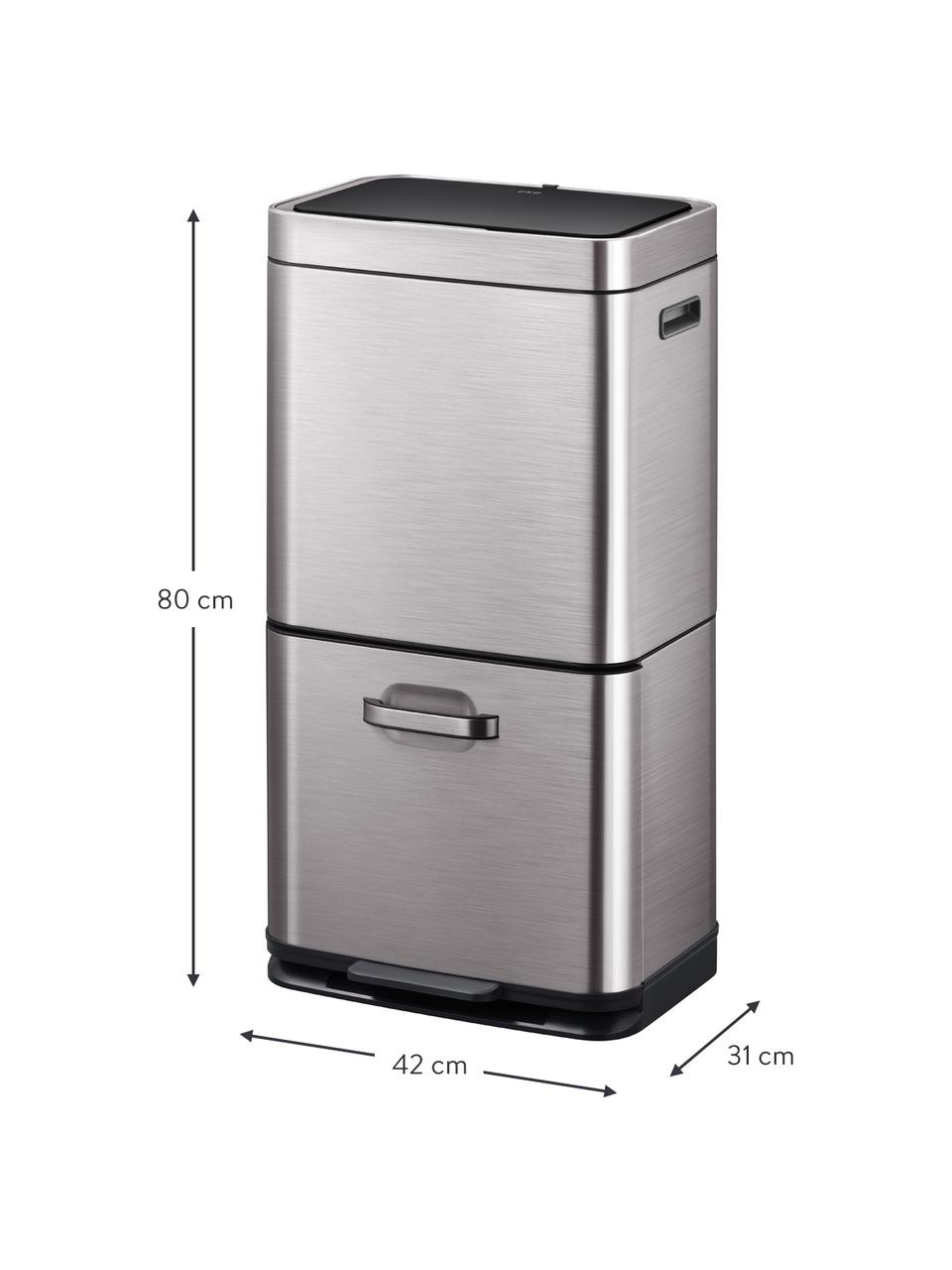 Kosz na śmieci z czujnikiem ruchu Himalaya, 35 l + 25 l, Stal szlachetna szczotkowana, Odcienie srebrnego, S 42 x W 80 cm, 35 l + 25 l