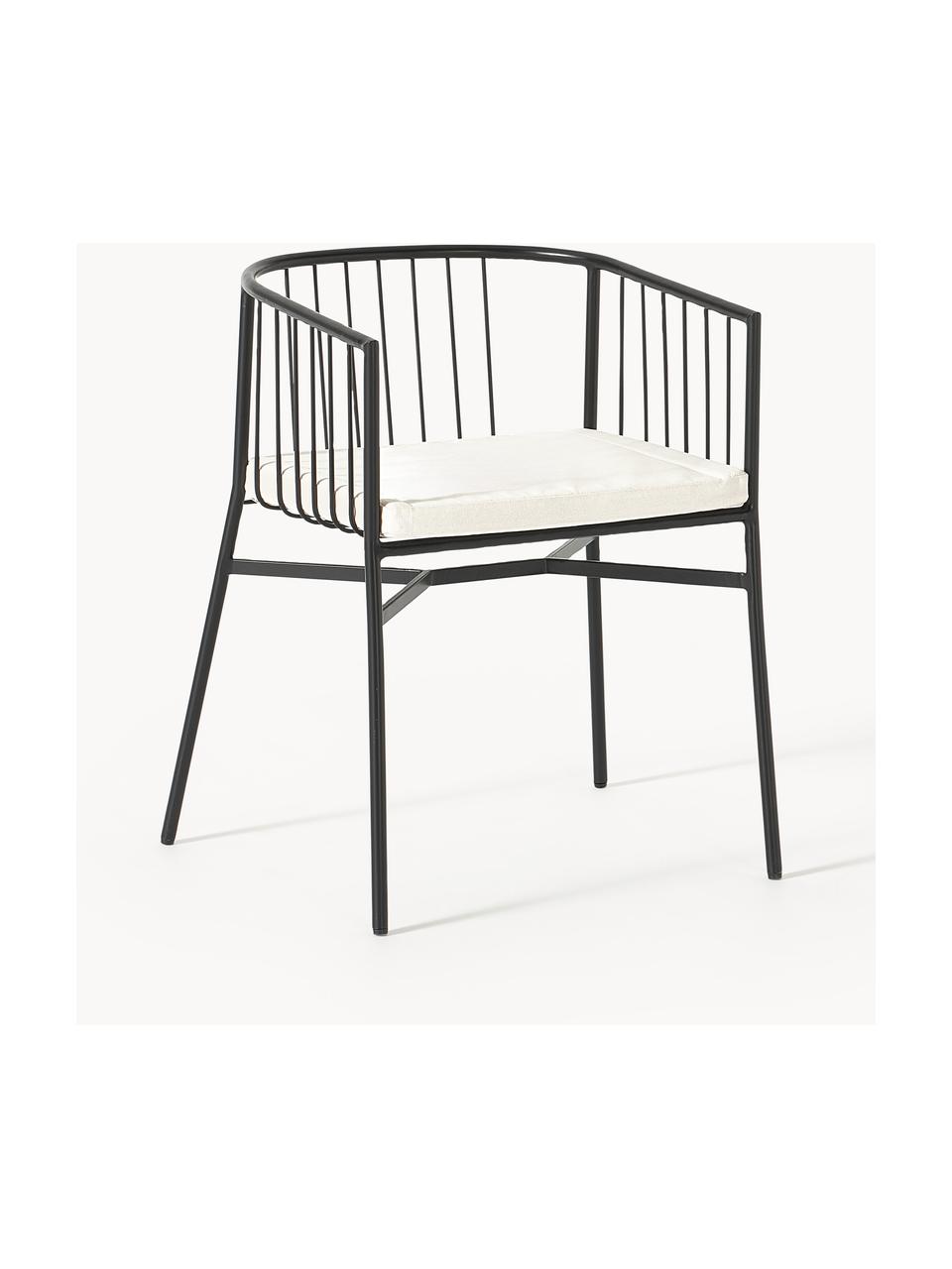 Chaise de jardin à accoudoirs Connor, Noir, blanc cassé, larg. 58 x prof. 55 cm