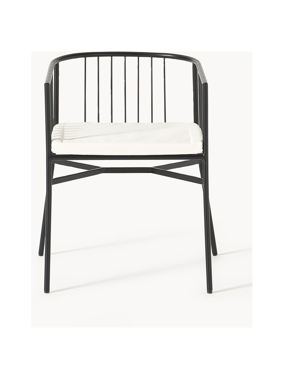 Chaise de jardin à accoudoirs Connor, Noir, blanc cassé, larg. 58 x prof. 55 cm