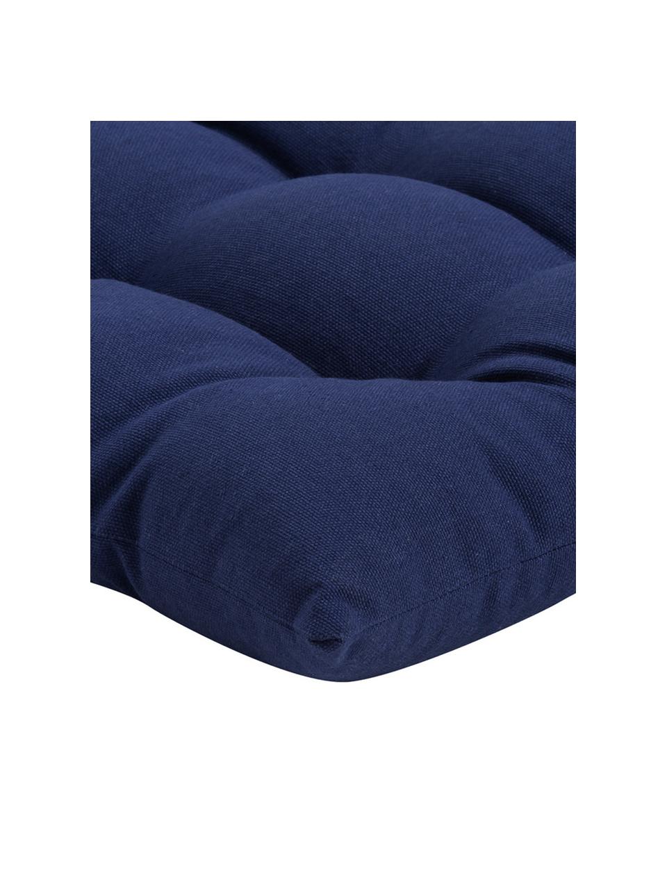 Cuscino sedia in cotone blu navy Ava, Rivestimento: 100% cotone, Blu navy, Larg. 40 x Lung. 40 cm