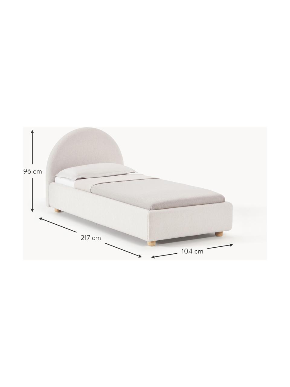 Eenpersoonsbed Ebba, Bekleding: 100% polypropyleen Met 23, Frame: massief grenenhout en pla, Poten: massief grenenhout, Geweven stof beige, B 90 x L 200 cm