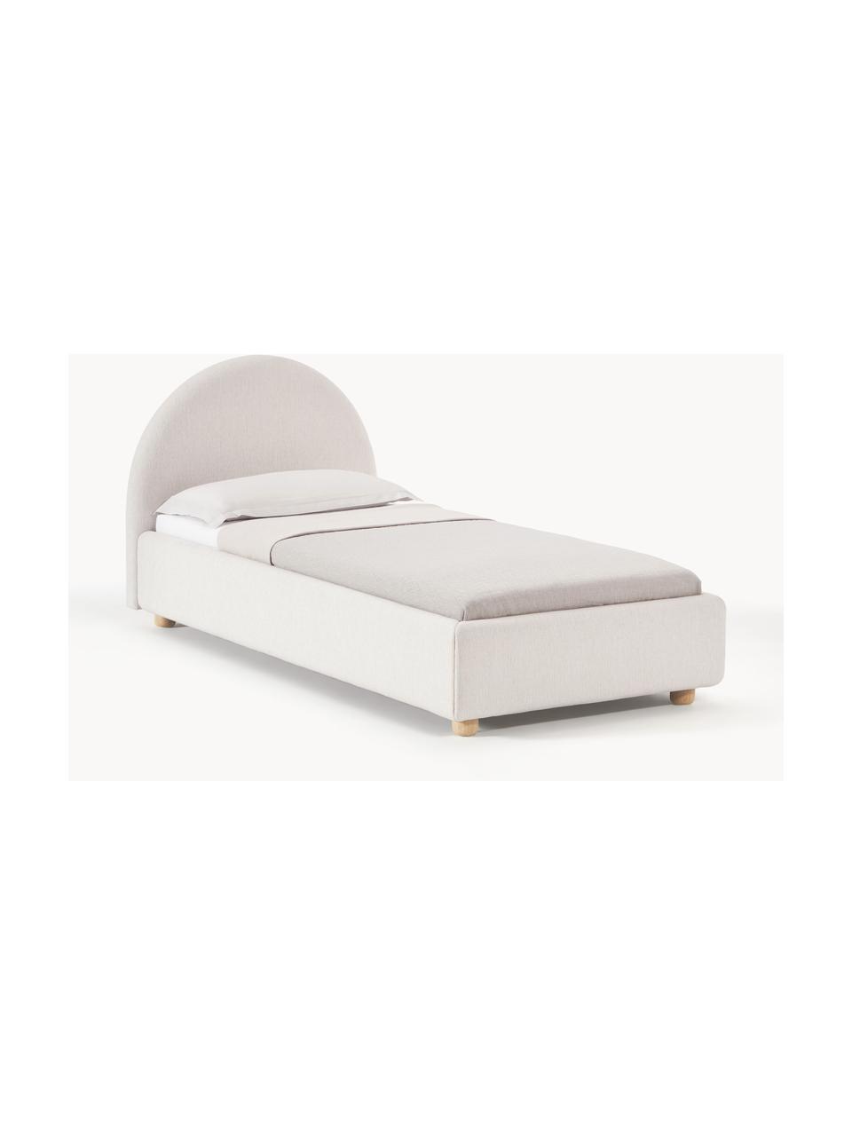 Cama individual Ebba, Tapizado: 100% polipropileno Alta r, Estructura: madera de pino maciza y p, Patas: madera de pino macizo, Tejido beige, An 90 x L 200 cm