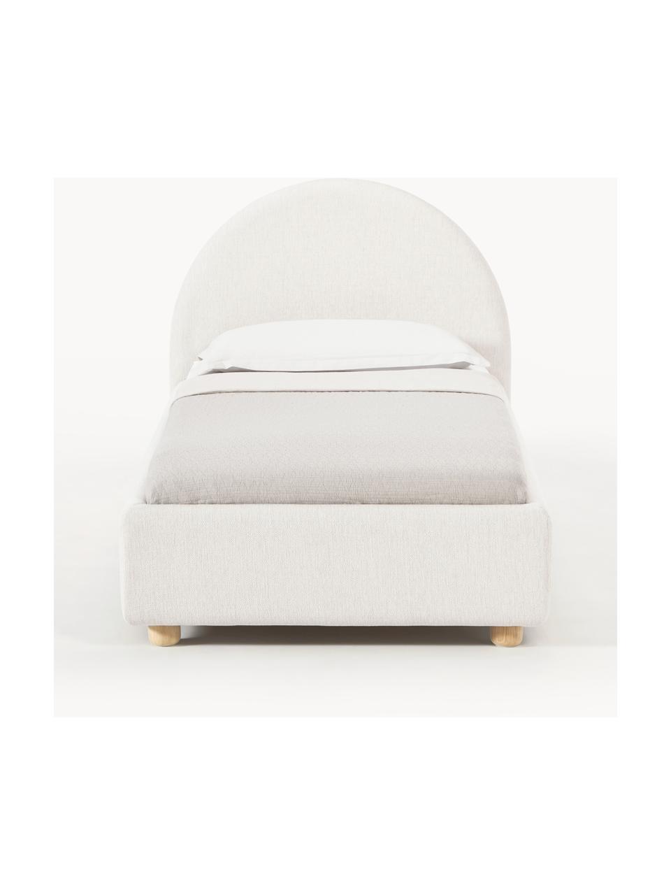 Cama individual Ebba, Tapizado: 100% polipropileno Alta r, Estructura: madera de pino maciza y p, Patas: madera de pino macizo, Tejido beige, An 90 x L 200 cm