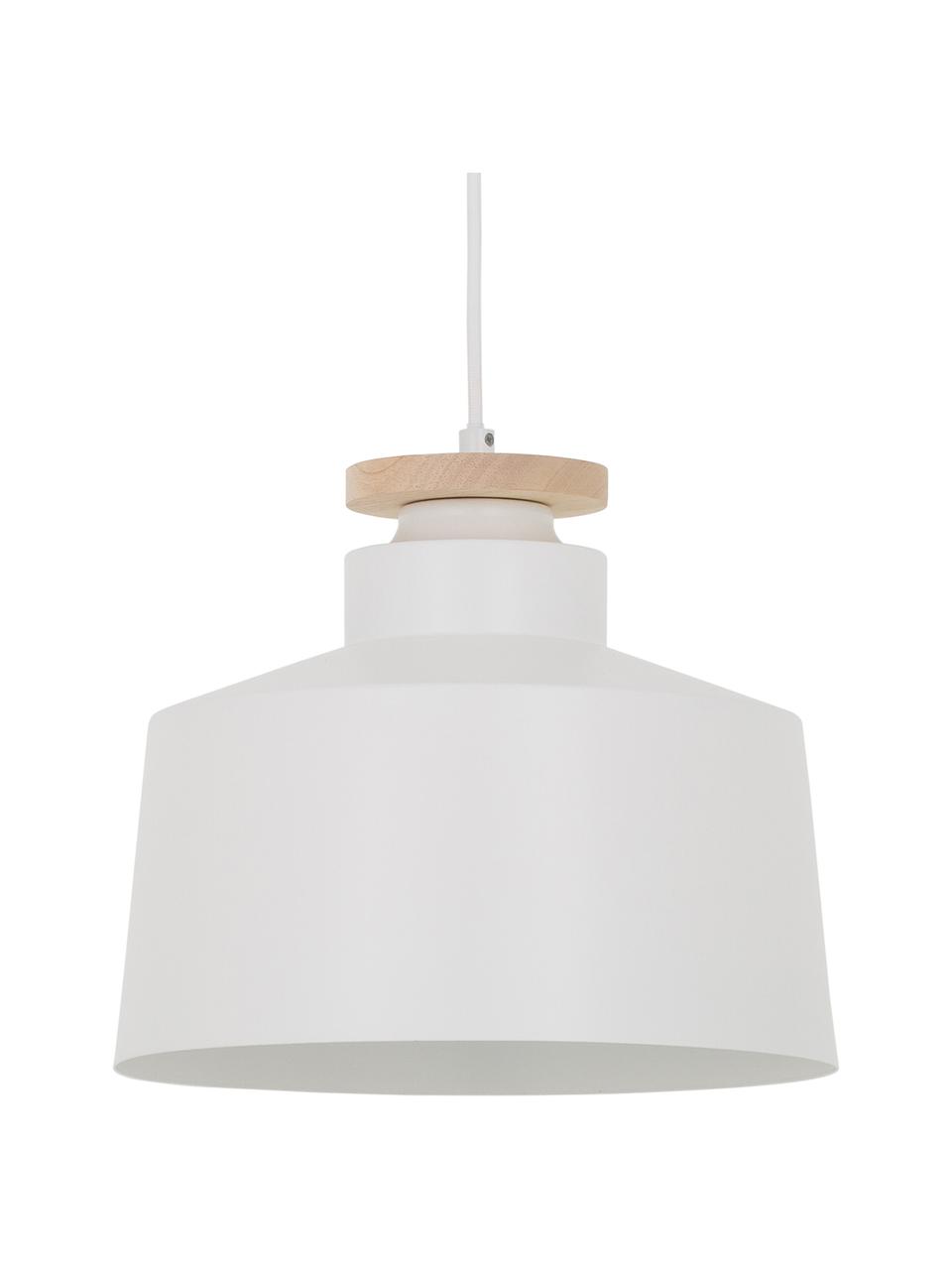 Lámpara de techo Malmö, estilo escandinavo, Pantalla: metal, Anclaje: metal, Cable: cubierto en tela, Blanco, Ø 30 x Al 26 cm