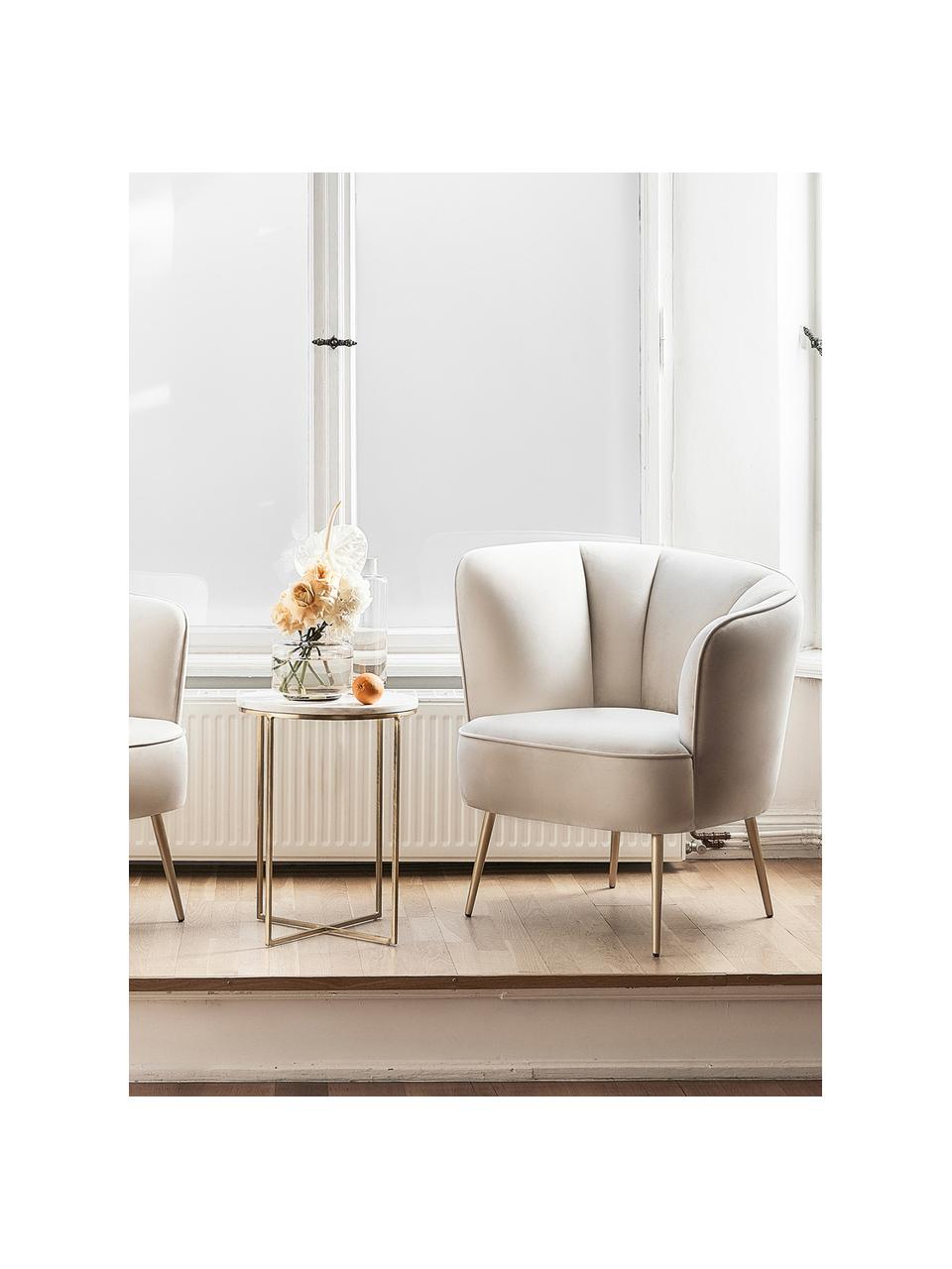 Okrúhly mramorový pomocný stolík Alys, Mramorová biela, odtiene striebornej, Ø 40 x V 50 cm