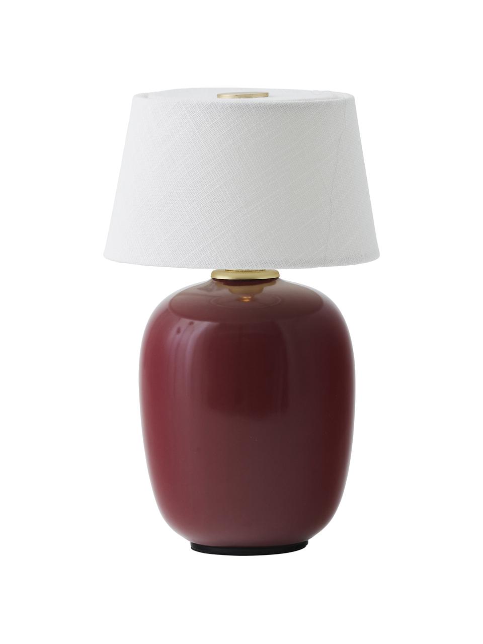 Lampada da tavolo dimmerabile con porta USB Torso, Paralume: tessuto, Base della lampada: ceramica, Bianco, vino rosso, Ø 12 x Alt. 20 cm