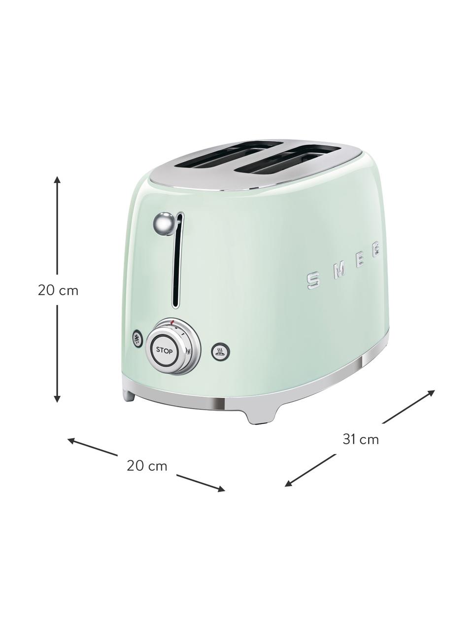 Kompakt Toaster 50's Style, Edelstahl, lackiert, Pastellgrün, glänzend, B 31 x H 20 cm