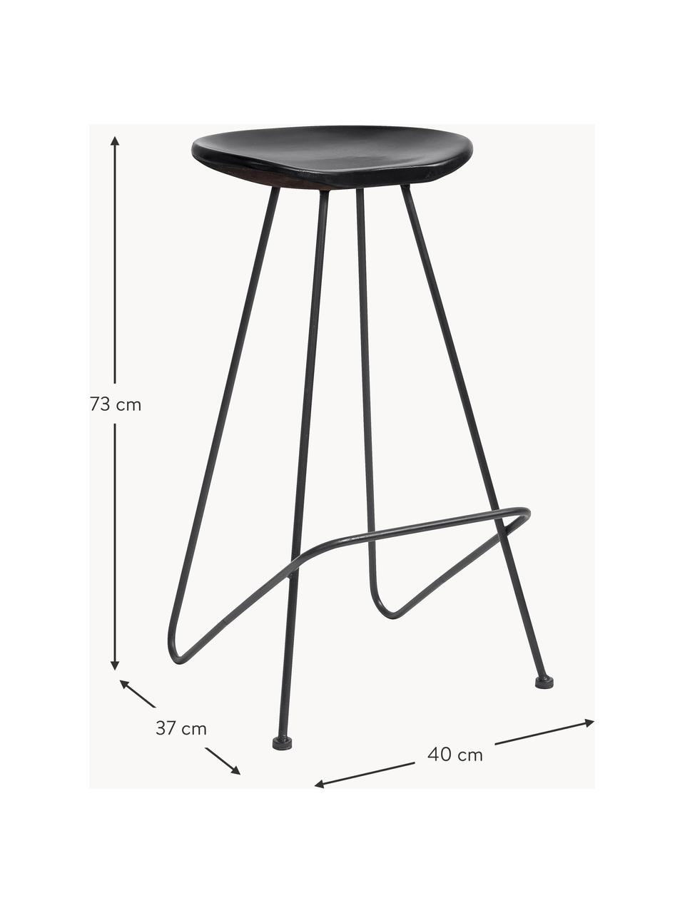 Tabouret de bar Barry, 2 pièces, Noir, larg. 40 x haut. 73 cm