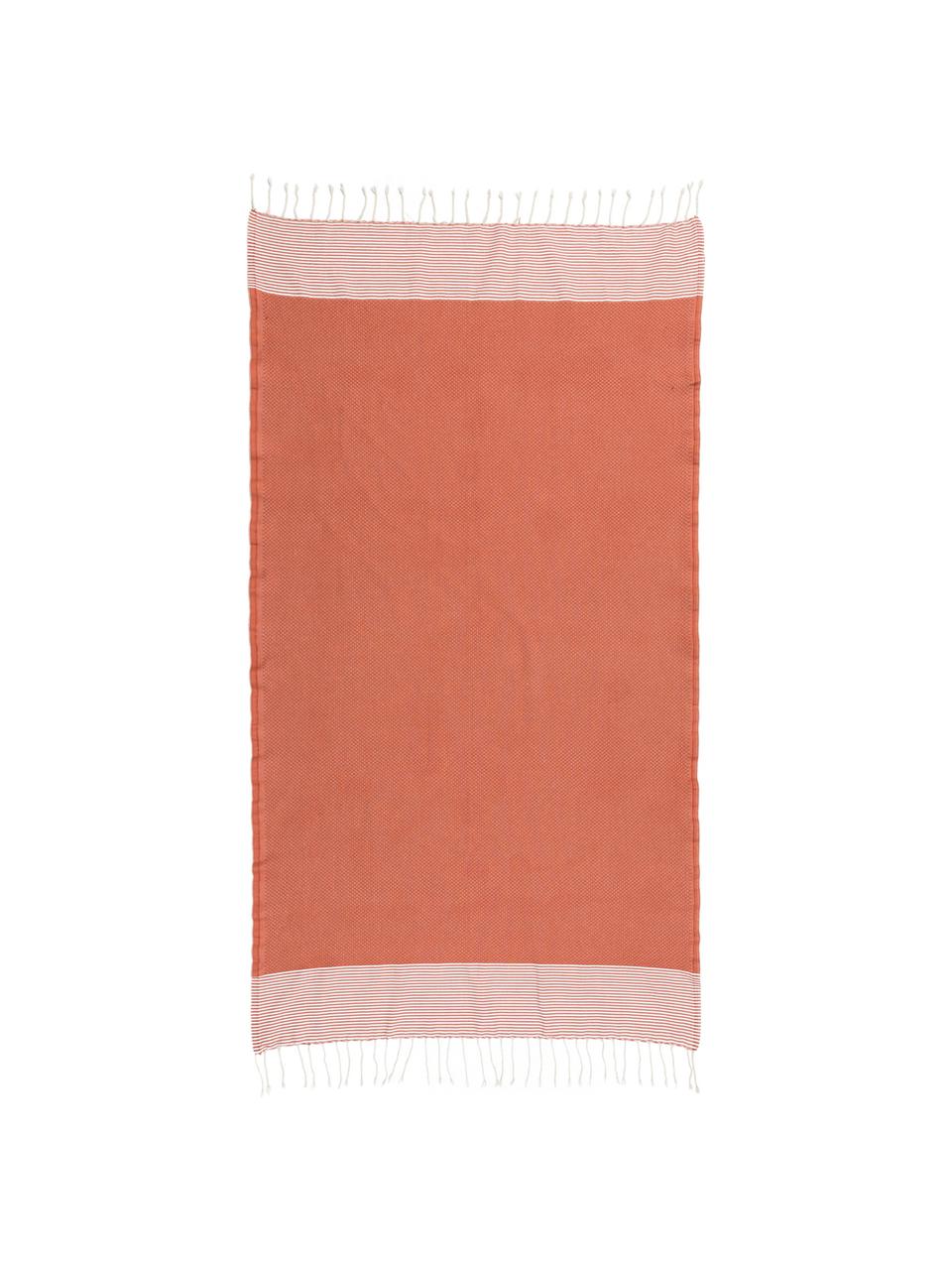 Hamamdoek Ibiza met franjes, 100% katoen, 
zeer licht materiaal, 200 g/m², Terracotta, B 100 x L 200 cm