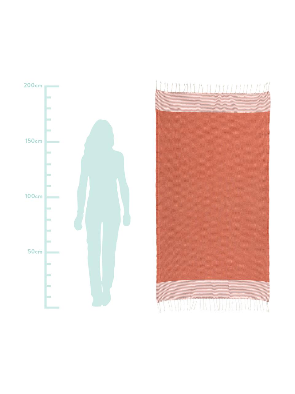 Hamamdoek Ibiza met franjes, 100% katoen, 
zeer licht materiaal, 200 g/m², Terracotta, B 100 x L 200 cm