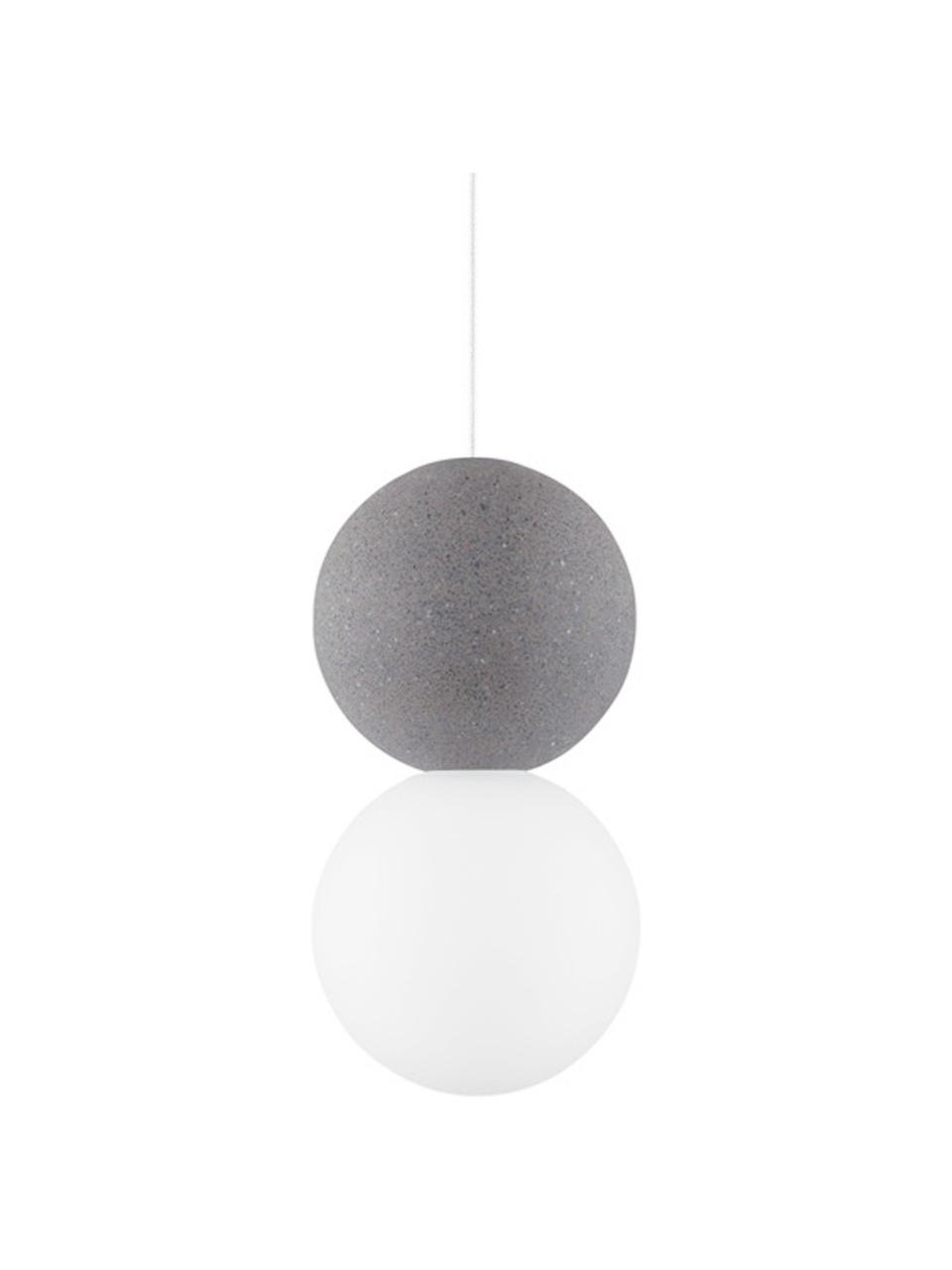 Lampada a sospensione in vetro opale Zero, Paralume: terrazzo, vetro opale, Baldacchino: alluminio rivestito, Bianco, grigio, Ø 10 x Alt. 20 cm