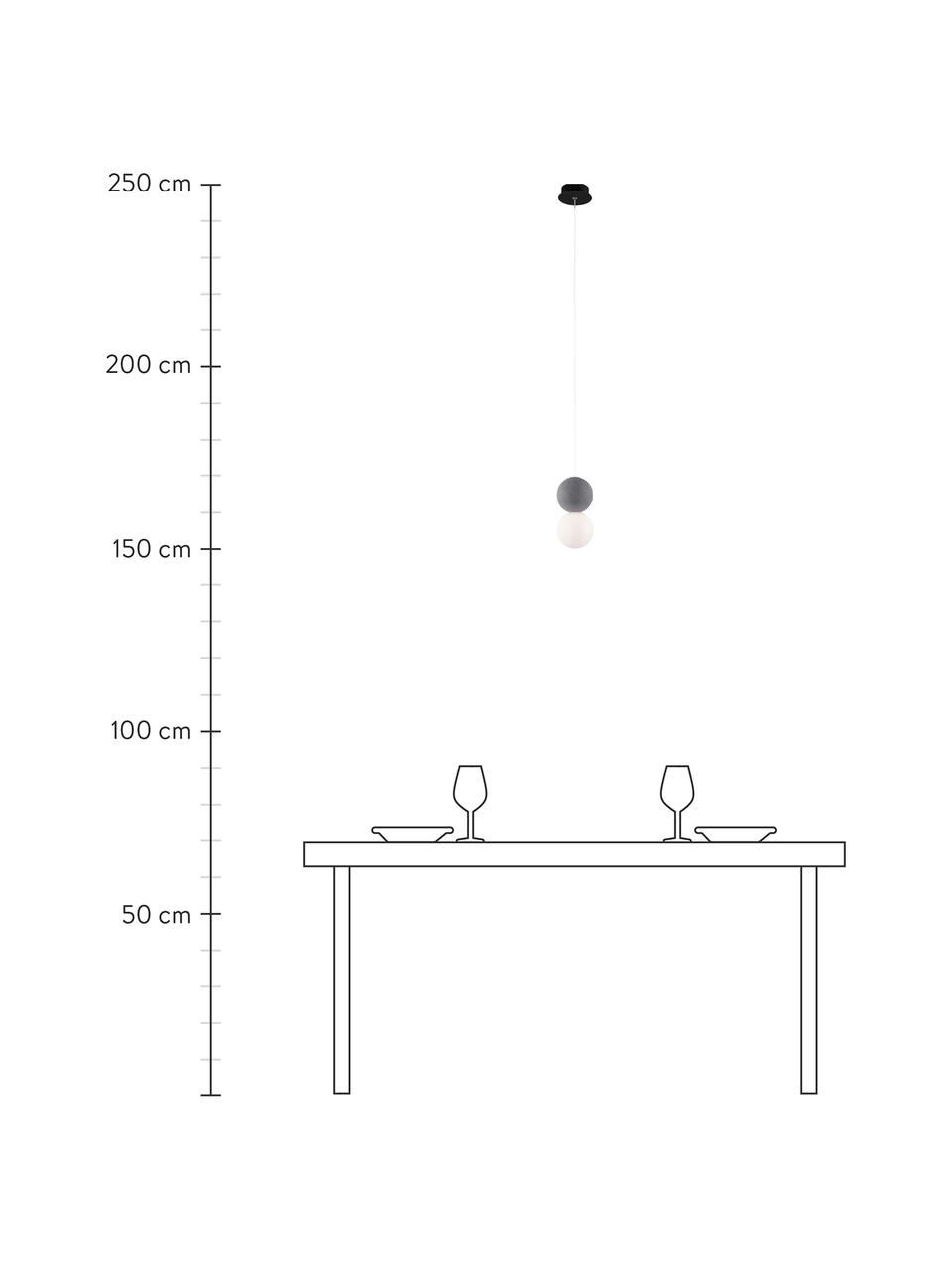 Malá závesná lampa zo skla a betónu Zero, Biela, sivá, Ø 10 x V 20 cm