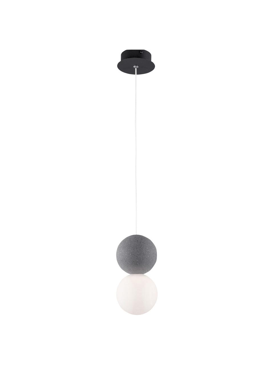 Lampada a sospensione in vetro opale Zero, Paralume: terrazzo, vetro opale, Baldacchino: alluminio rivestito, Bianco, grigio, Ø 10 x Alt. 20 cm