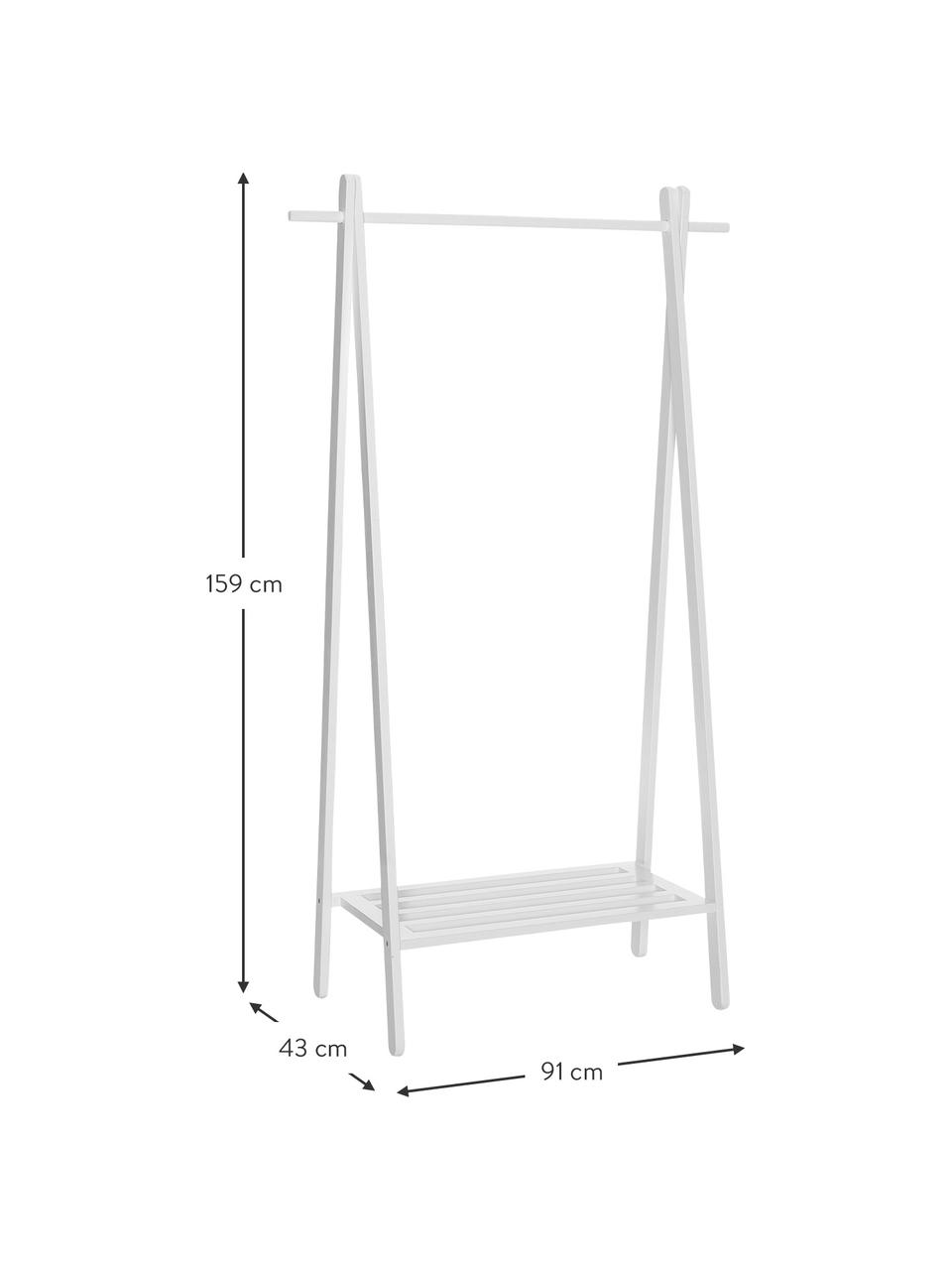 Perchero de roble Cloe, Madera de roble recubierto, Blanco, An 91 x Al 159 cm