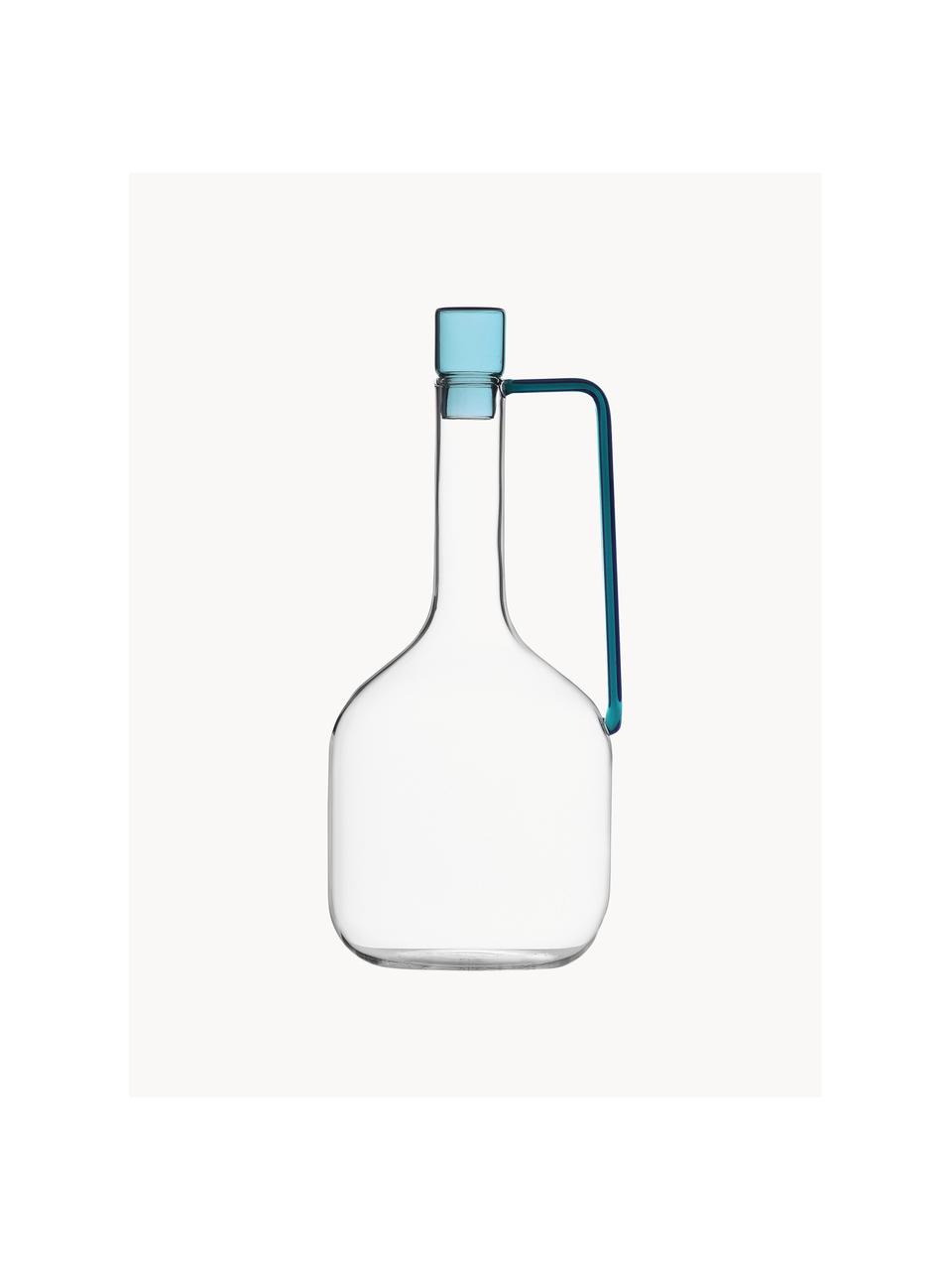 Caraffa fatta a mano Liberta, 1,4 L, Vetro borosilicato, Trasparente, azzurro, 1,4 L