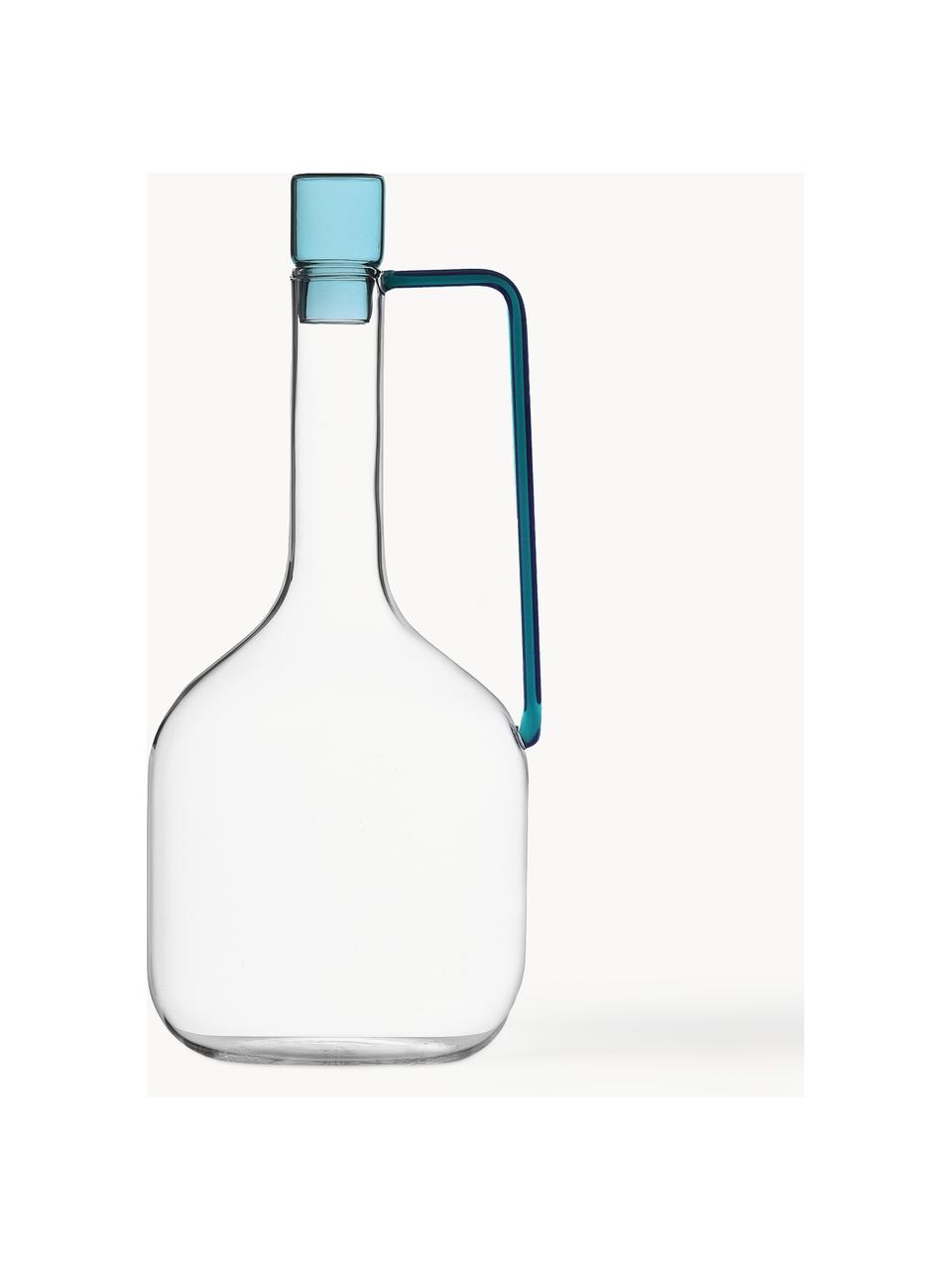 Handgefertigter Krug Liberta, 1.4 L, Borosilikatglas, Transparent, Hellblau, 1.4 L