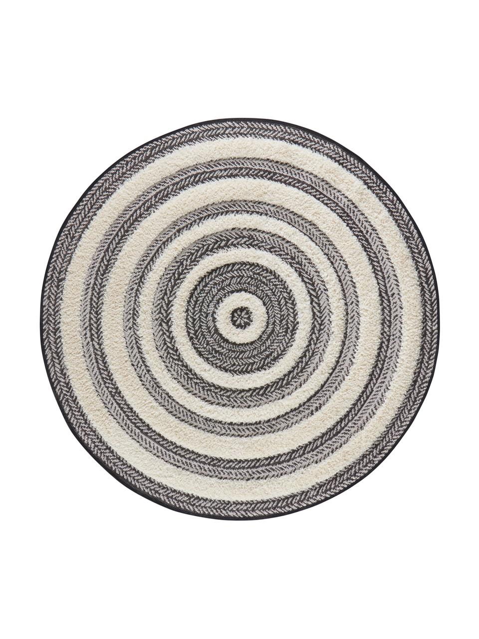 Okrúhly koberec do interiéru/exteriéru s reliéfom Nador, Sivá, krémová