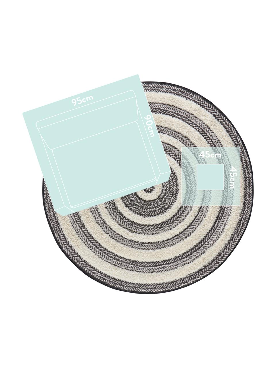 Tapis rond outdoor à effet relief Nador, Gris, couleur crème