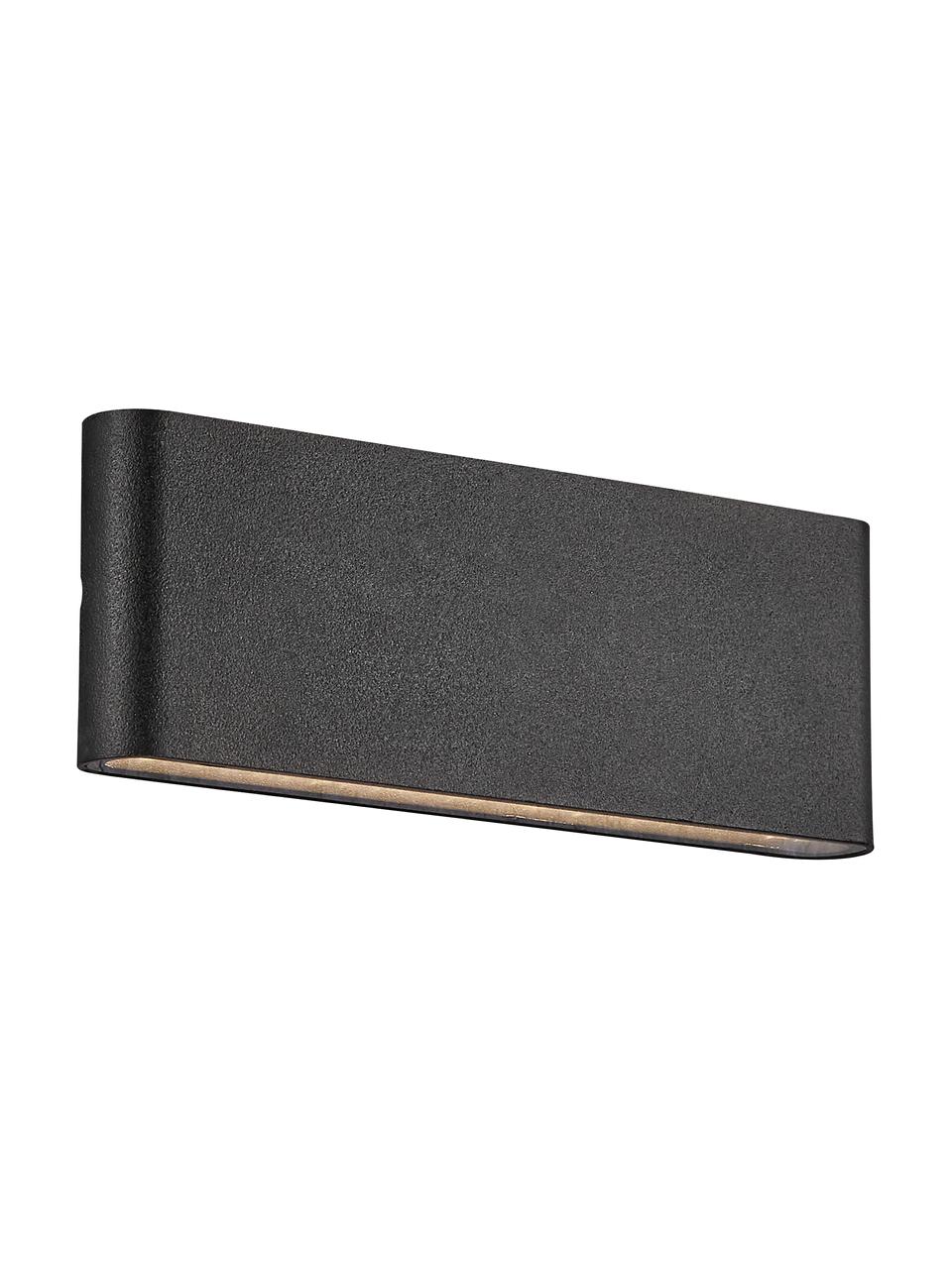 Aplique LED para exterior Kinver, Lámpara: aluminio recubierto, Negro, An 26 x Al 9 cm
