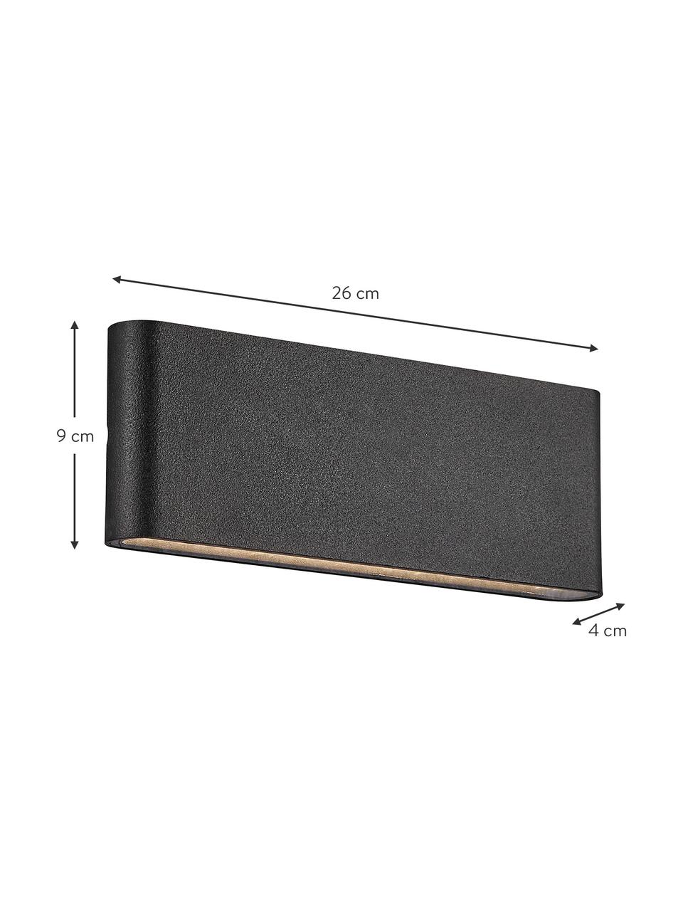 Venkovní nástěnné LED svítidlo Kinver, Černá, Š 26 cm, V 9 cm