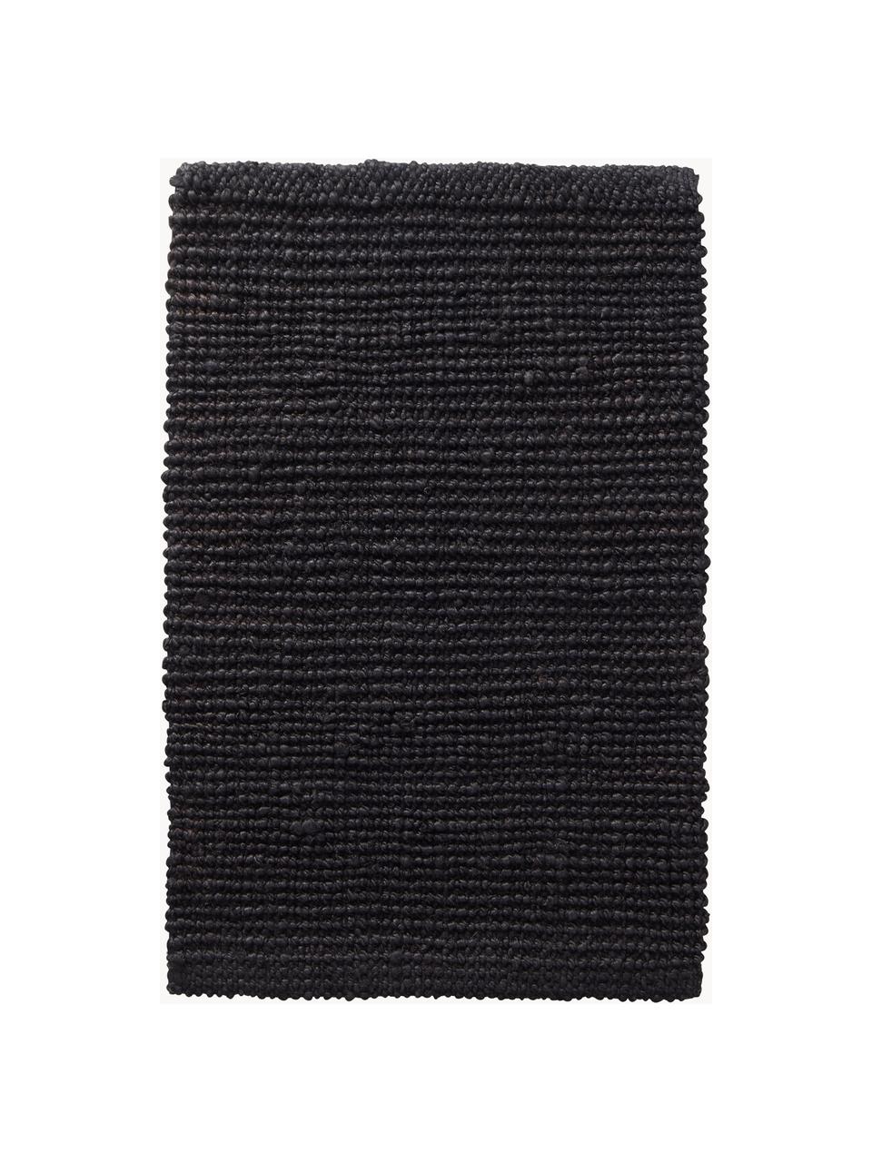 Ručne tkaná rohožka s reliéfnou štruktúrou Lara, 100 % juta, Čierna, Š 60 x D 90 cm