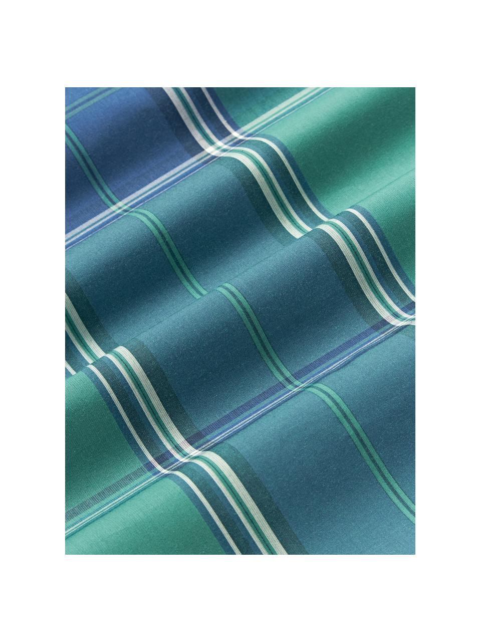 Housse de couette en percale à carreaux Scarlet, Vert turquoise, bleu foncé, larg. 200 x long. 200 cm