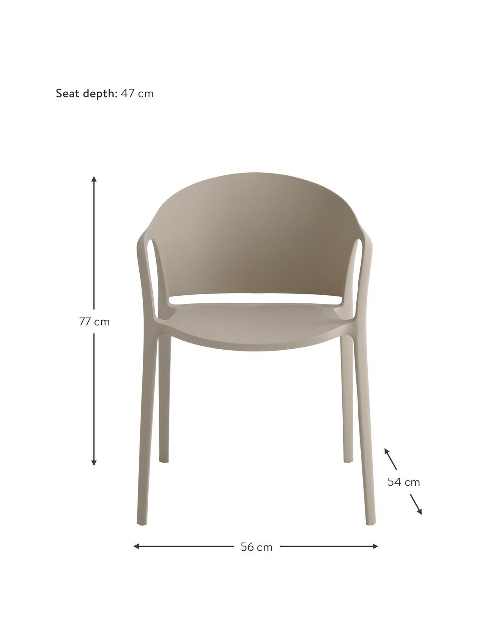 Sillas con reposabrazos de plástico Monti, 2 uds., Plástico, Beige, An 56 x F 54 cm