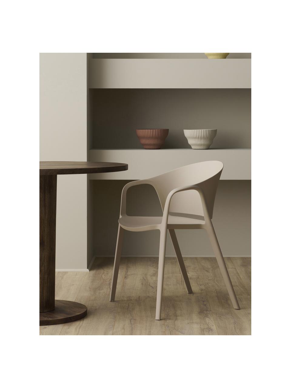 Kunststoffen armstoelen Monti, 2 stuks, Kunststof, Beige, B 56 x D 54 cm