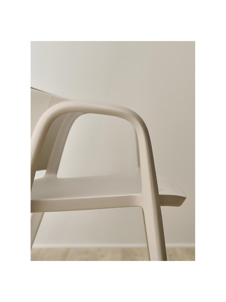 Krzesło z podłokietnikami z tworzywa sztucznego Monti, 2 szt., Tworzywo sztuczne, Beżowy, S 56 x G 54 cm