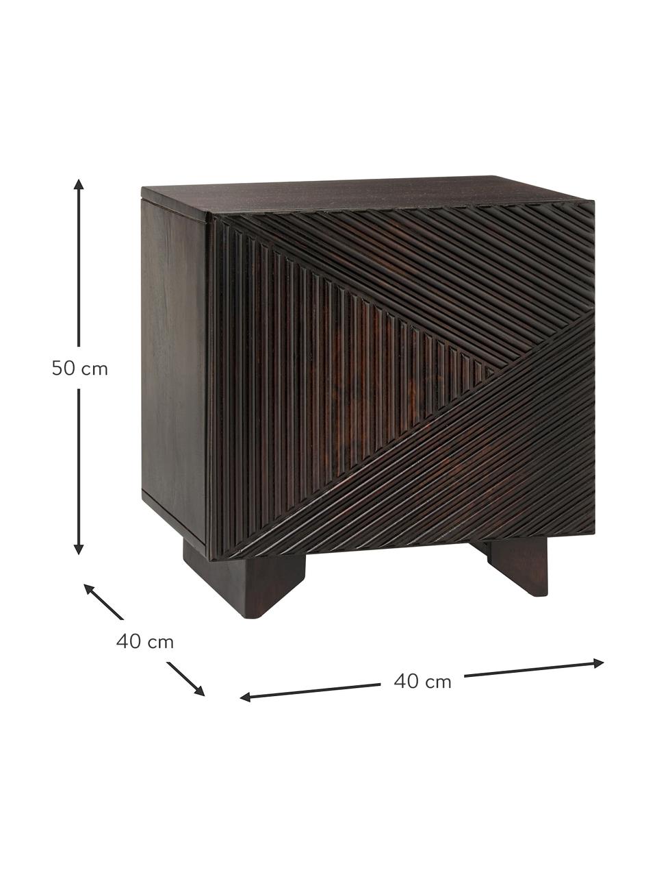 Table de chevet bois de manguier Louis, Manguier massif, laqué, Bois, larg. 40 x haut. 50 cm