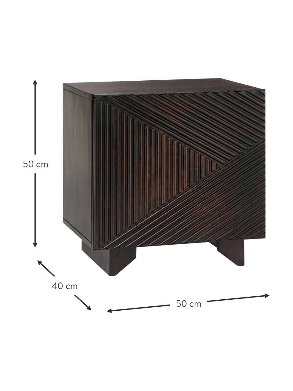 Nočný stolík z masívneho mangového dreva Louis, Masívne mangové drevo, lakované, Mangové drevo, Š 50 x V 50 cm