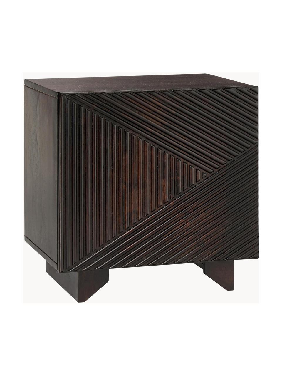 Szafka nocna z litego drewna mangowego Louis, Lite drewno mangowe lakierowane, Drewno mangowe, S 50 x W 50 cm