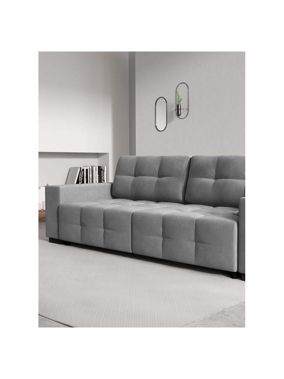 Sofa rozkładana z aksamitu Uvite (3-osobowa), Szary, S 250 x G 106 cm