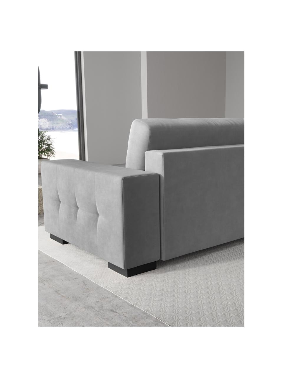 Sofa rozkładana z aksamitu Uvite (3-osobowa), Szary, S 250 x G 106 cm