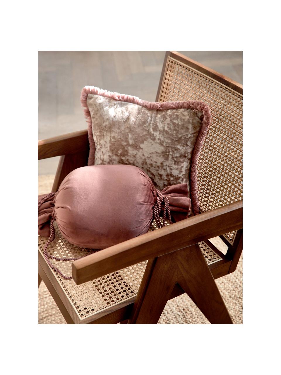 Cuscino in velluto rosa cipria a forma di caramella Pandora, Velluto rosa, Ø 30 cm