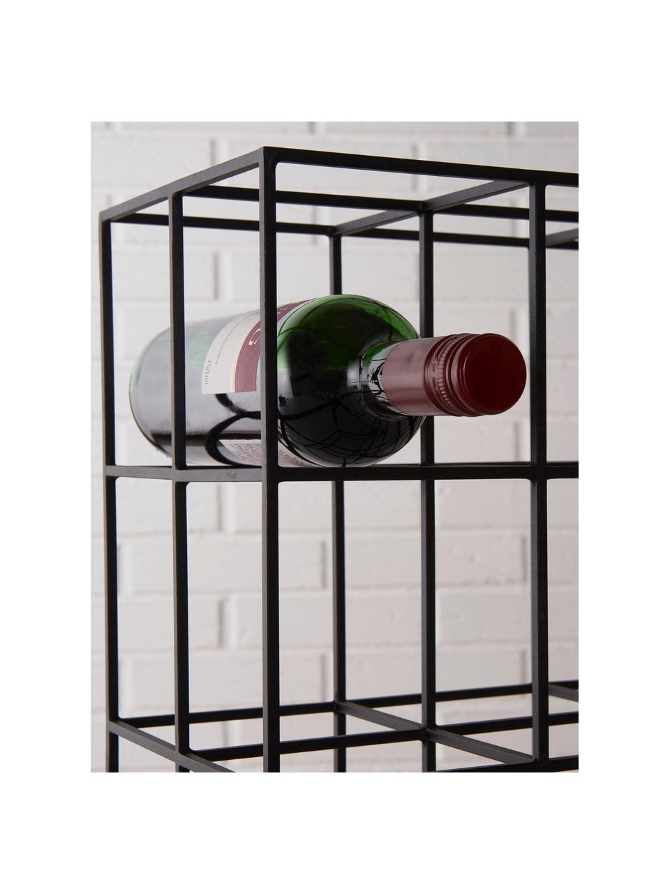 Stojak na wino na 9 butelek Vinnie, Metal lakierowany, Czarny, matowy, S 37 x W 37 cm
