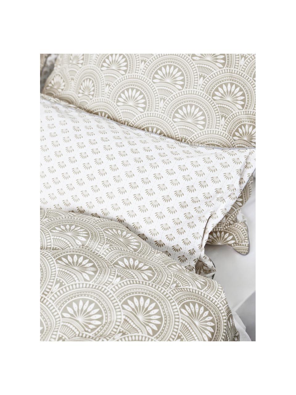 Vzorované oboustranné povlaky na polštáře z organické bavlny Tiara, 2 ks, Světle béžová, bílá, Š 40 cm, D 80 cm