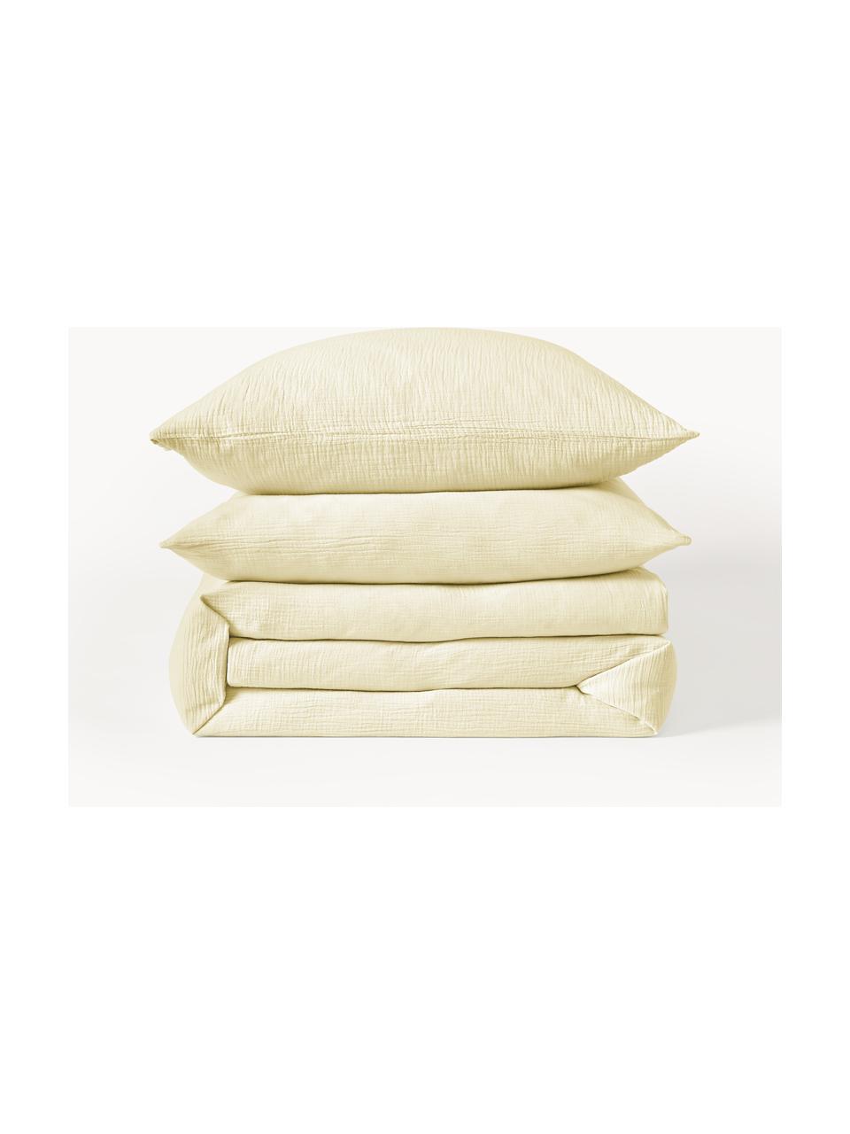 Funda nórdica de muselina Odile, Amarillo, Cama 90 cm (155 x 220 cm)