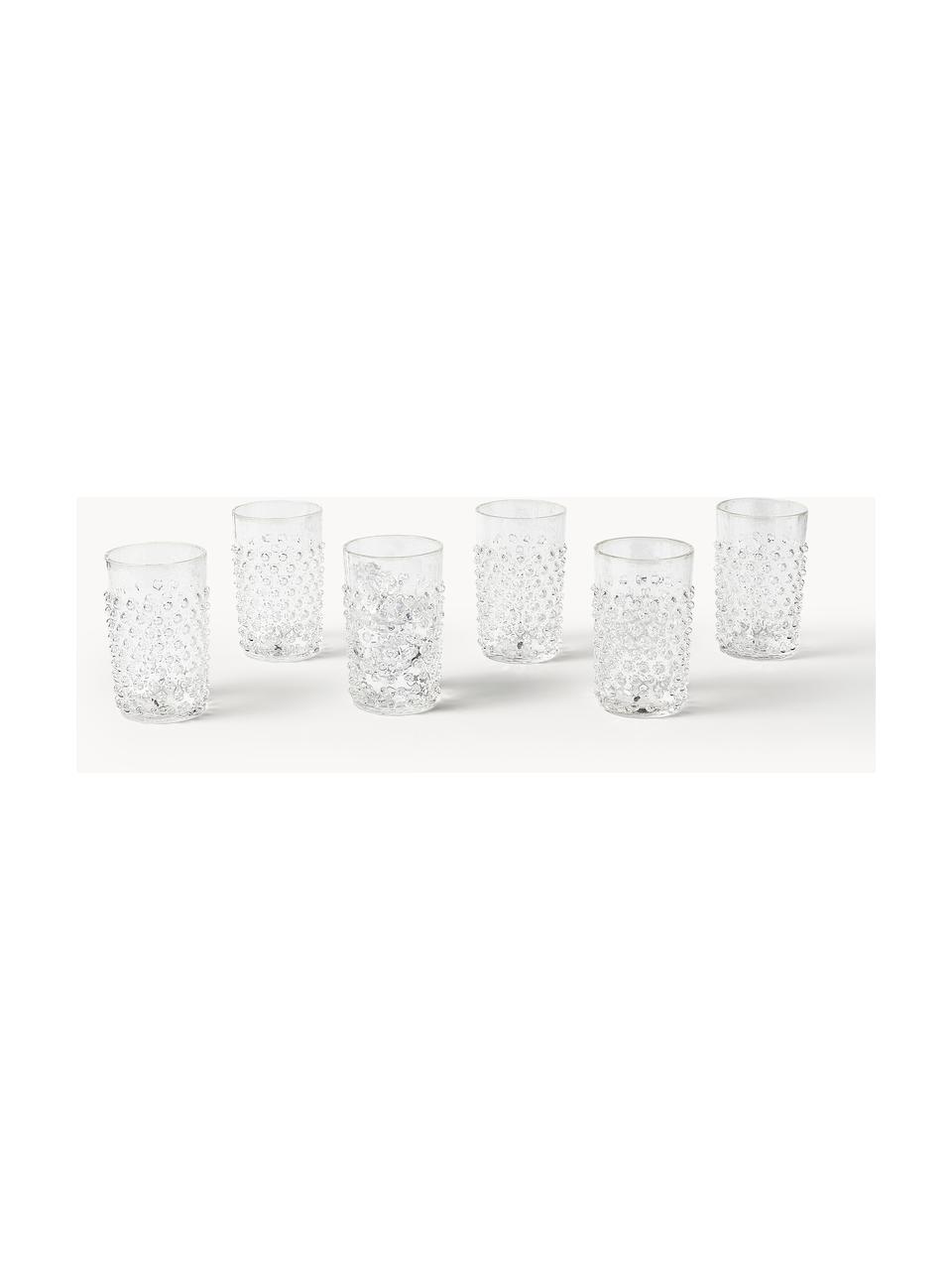 Ręcznie wykonana szklanka Hobnail, 6 szt., Szkło, Jasny niebieski, Ø 7 x W 11 cm, 200 ml