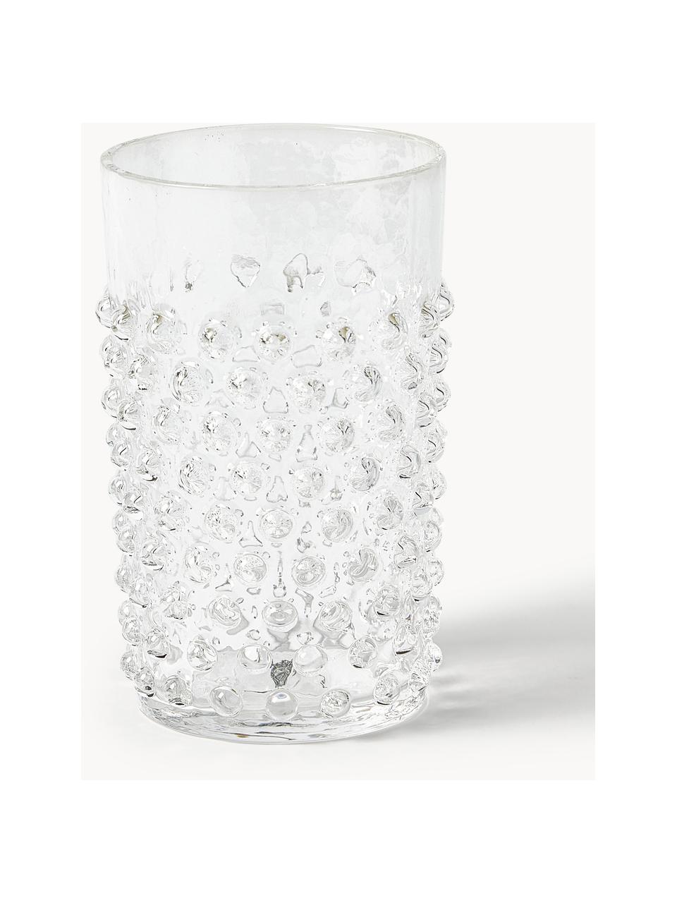 Handgefertigte Wassergläser Hobnail mit Relief, 6 Stück, Glas, Transparent, Ø 7 x H 11 cm, 200 ml