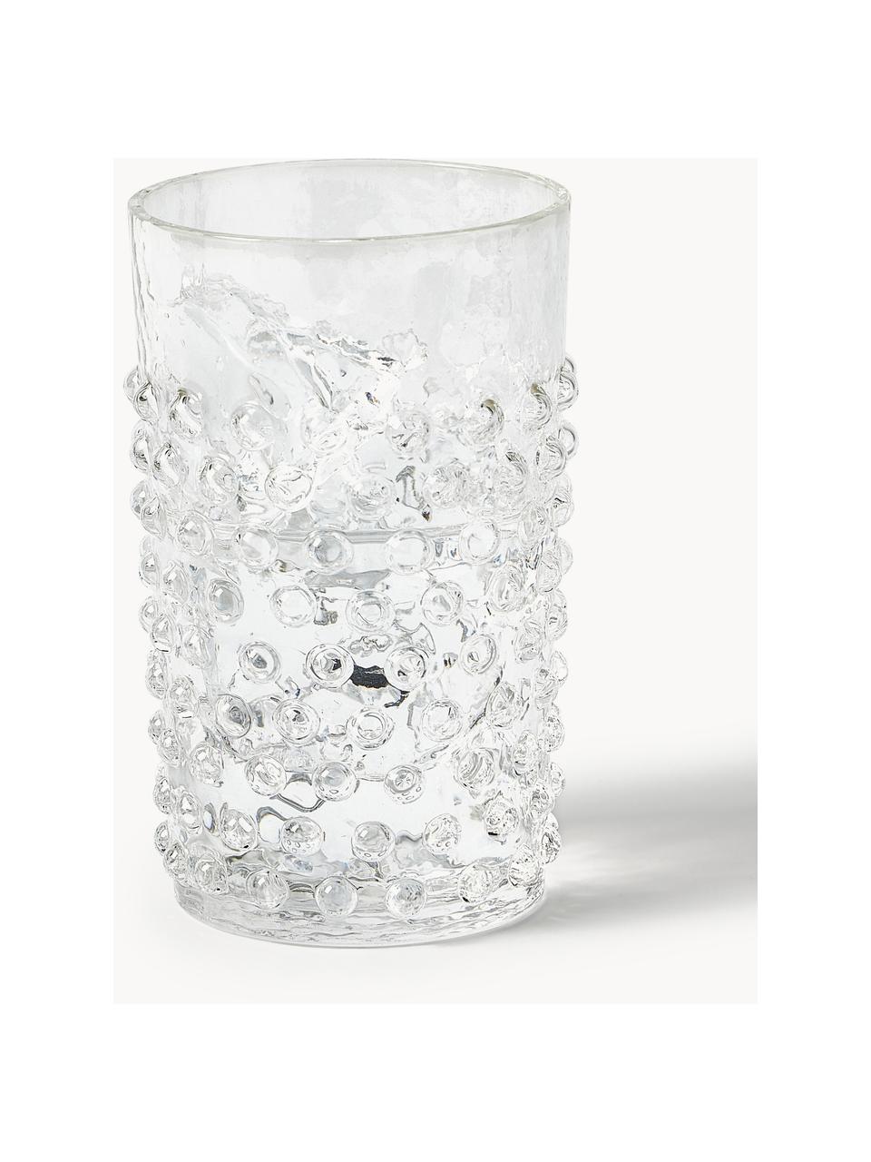 Handgefertigte Wassergläser Hobnail mit Relief, 6 Stück, Glas, Transparent, Ø 7 x H 11 cm, 200 ml