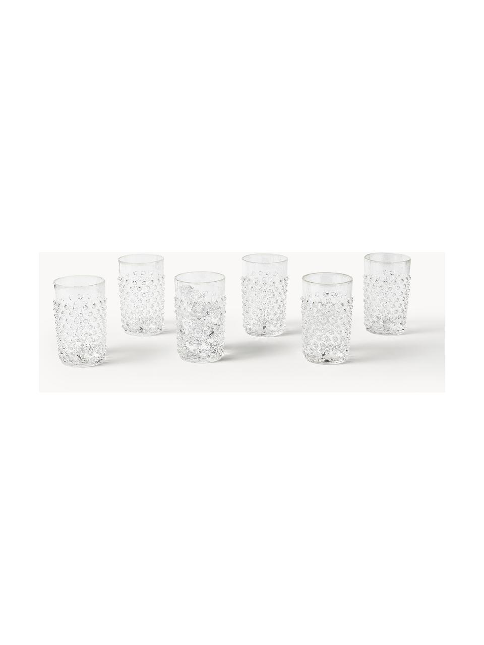 Set de vasos artesanales con relieves Hobnail, 6 uds., Vidrio, Transparente, Ø 7 x Al 11 cm, 200 ml